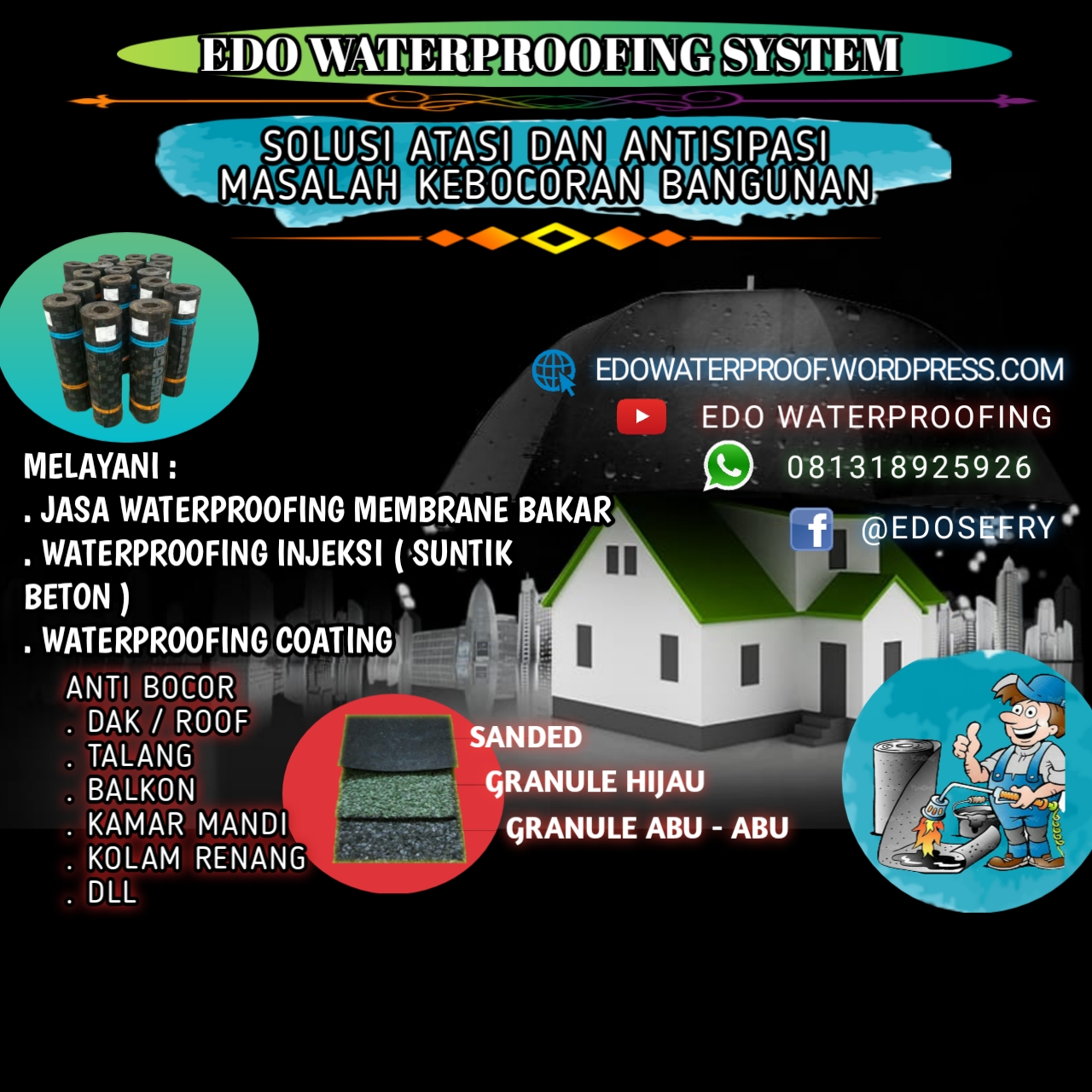 Layanan jasa aplikator dan material waterproofing terbaik & Bergaransi